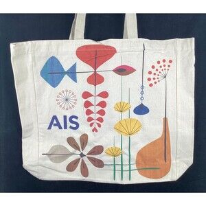 AIS Lightweight Canvas Tote Bag Mid Century Modern Retro Atomic Art Design Print